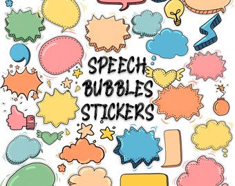 SPEECH BUBBLES digital stickers set for digital planner,GoodNotes planner stickers,Pre-cropped digital stickers for GoodNotes,Zinnia journal