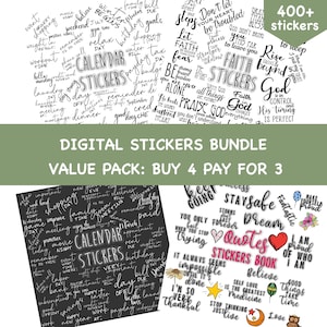 Digital STICKERS BUNDLE for digital planner,Clip Art, GoodNotes planner stickers, Pre-cropped digital stickers for GoodNotes, Zinnia journal