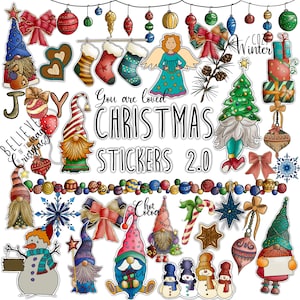 CHRISTMAS 2.0 STICKERS Set for digital planner, Clip Art, GoodNotes planner stickers, Pre-cropped digital stickers GoodNotes, BONUS Stickers