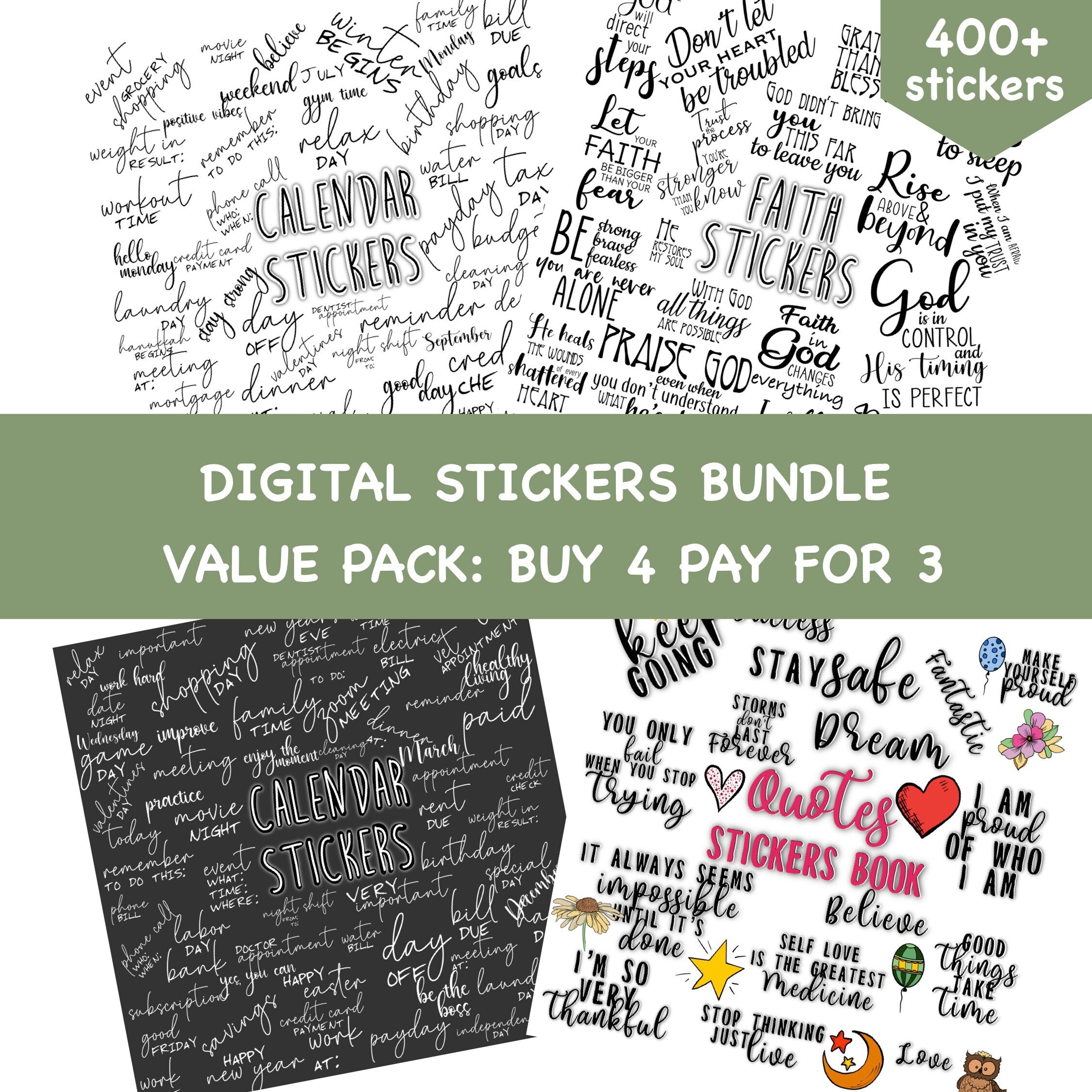 Digital STICKERS BUNDLE for Digital Planner,clip Art, Goodnotes Planner ...
