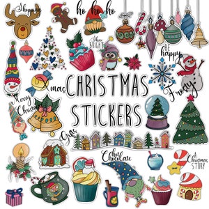 CHRISTMAS STICKERS Set for digital planner, Clip Art, GoodNotes planner stickers, Pre-cropped digital stickers for GoodNotes, BONUS Stickers