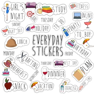EVERYDAY digital STICKERS Set pour planificateur numérique, autocollants de planificateur GoodNotes, autocollants numériques pré-recadrés pour GoodNotes, autocollants BONUS l