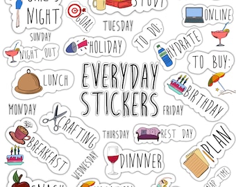 EVERYDAY digital STICKERS Set for digital planner, GoodNotes planner stickers, Pre-cropped digital stickers for GoodNotes, BONUS Stickers l