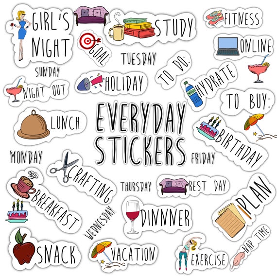 EVERYDAY Digital STICKERS Set for Digital Planner, Goodnotes Planner  Stickers, Pre-cropped Digital Stickers for Goodnotes, BONUS Stickers L 