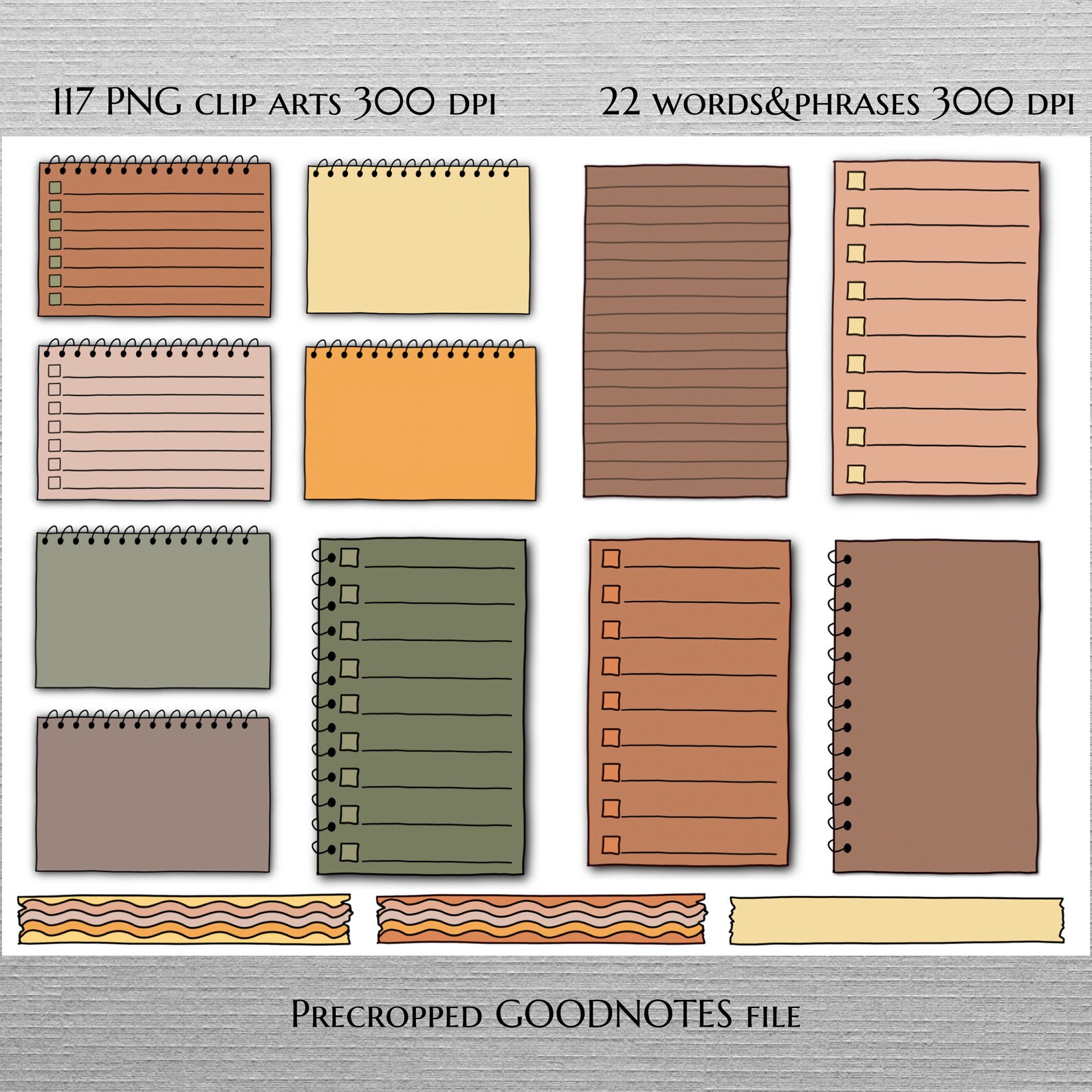 NOTES STICKERS Set for Digital Planner, Clip Art, Goodnotes Planner ...