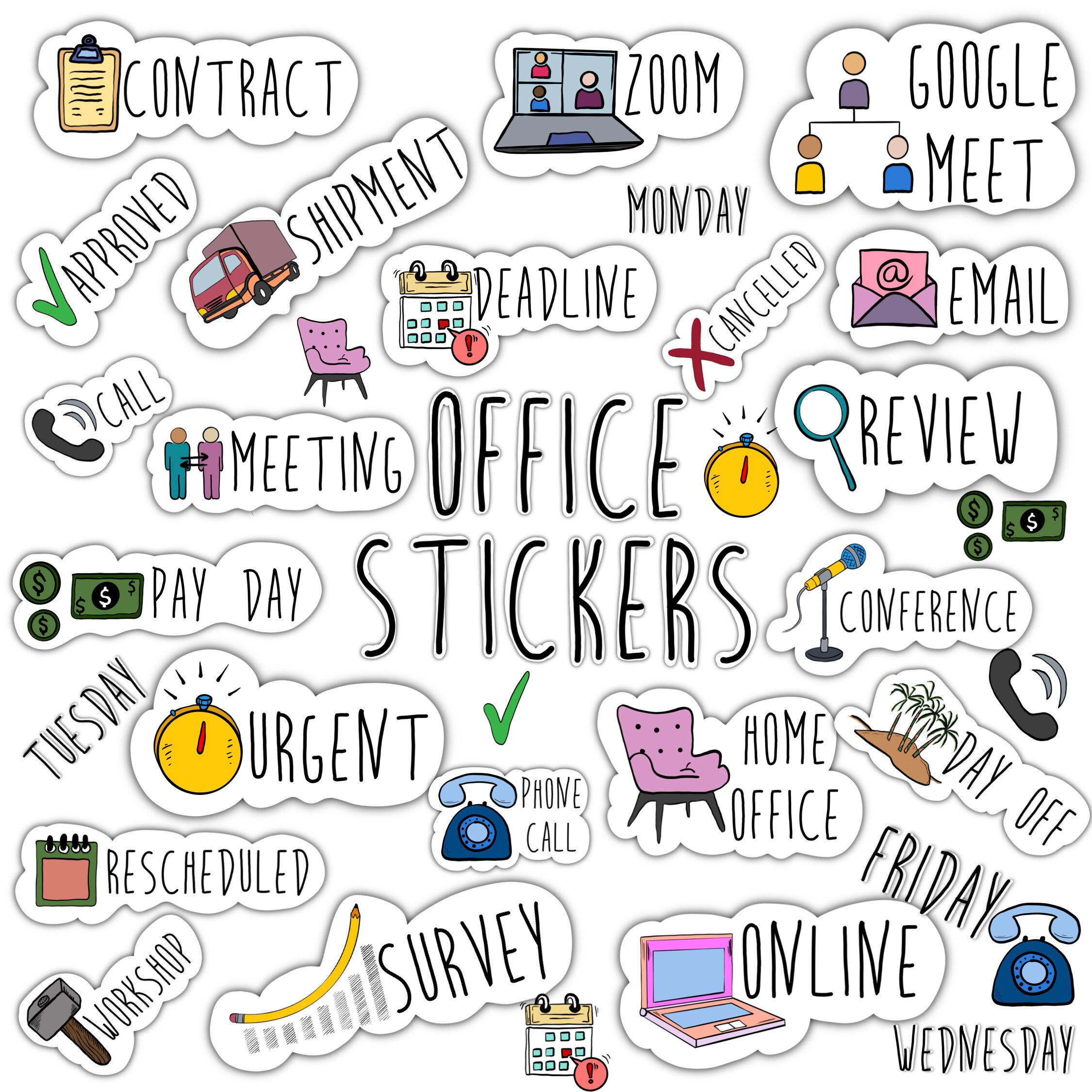 OFFICE digital STICKERS Set for digital planner, GoodNotes planner st…