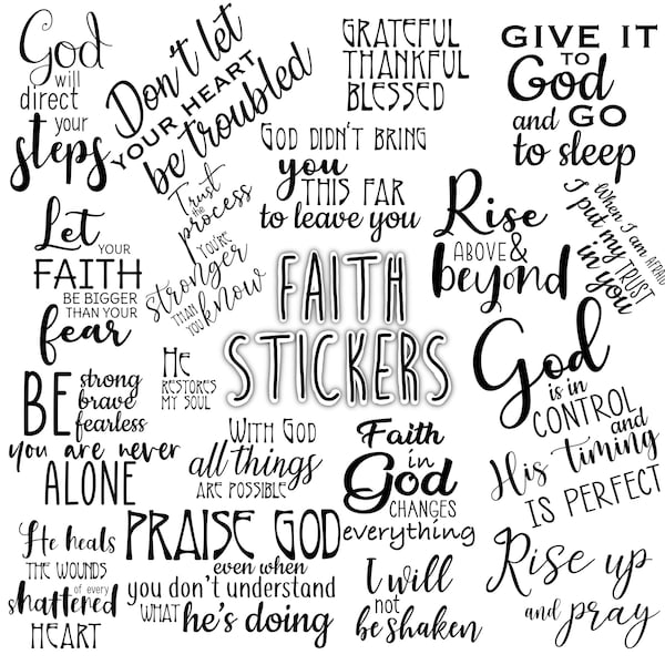 PRINTABLE Planner Stickers Bible Verse Black and White Inspirational ...