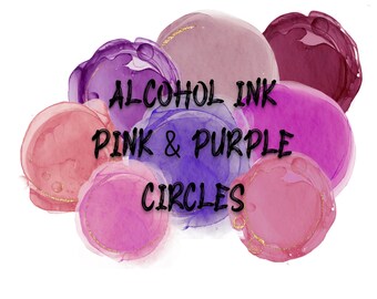 ALCOHOL INK Pink&Purple Circles Set for digital planner, GoodNotes planner digital stickers, Pre-cropped for GoodNotes, Elements, Zinnia