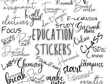 EDUCATION STICKERS Set for digital planner, Clip Art, GoodNotes planner stickers, Pre-cropped digital stickers for GoodNotes, Zinnia Journal