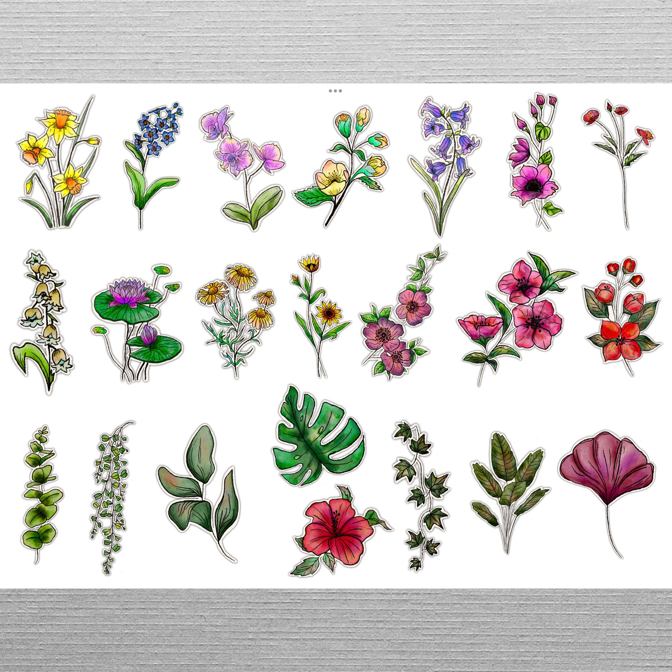 FLOWER STICKERS Set for Digital Planner, Clip Art, Goodnotes Planner ...