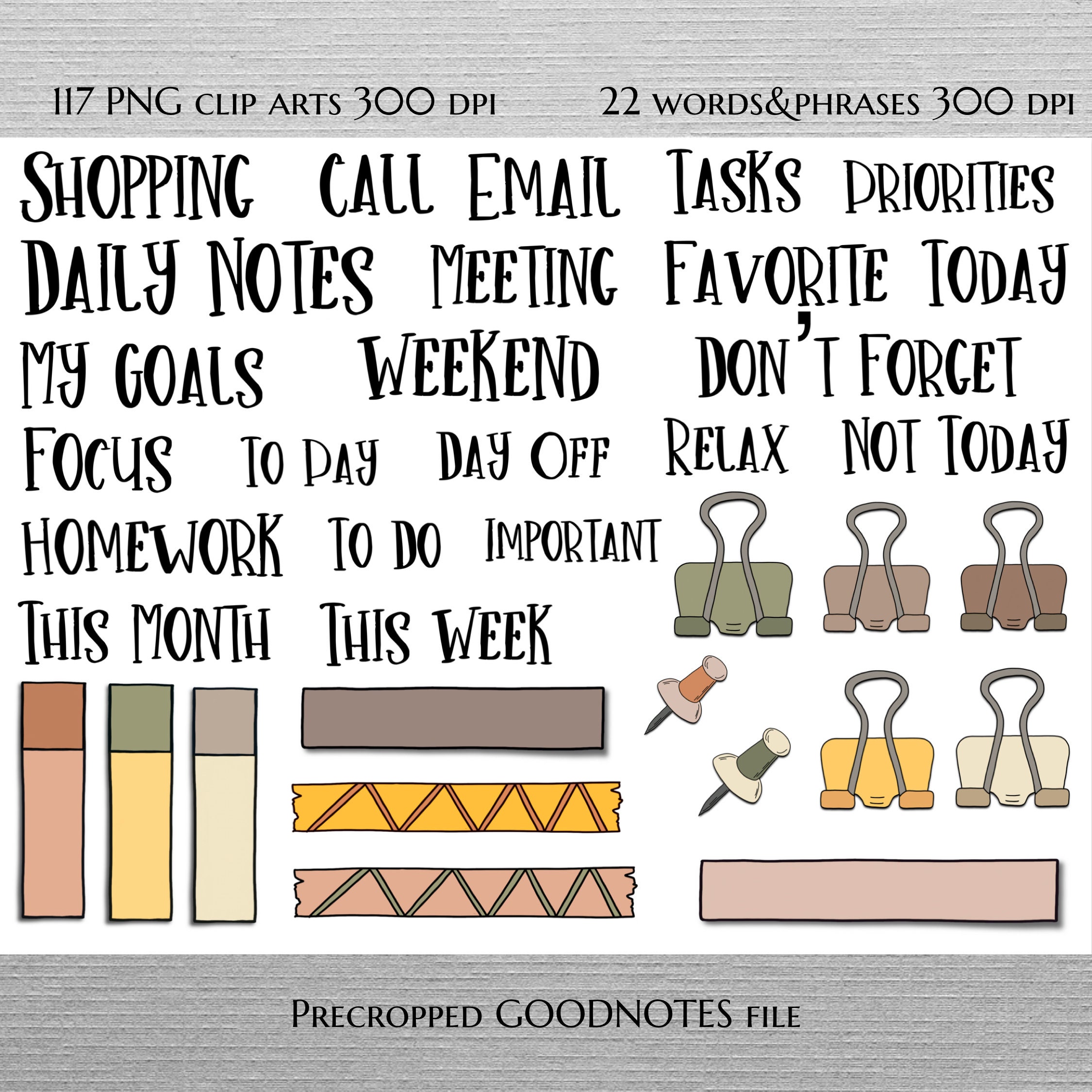 NOTES STICKERS Set for Digital Planner, Clip Art, Goodnotes Planner ...