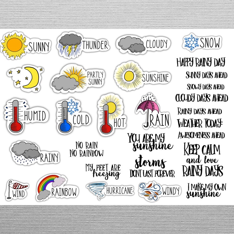 WEATHER STICKERS Set for Digital Planner, Clip Art, Goodnotes Planner ...