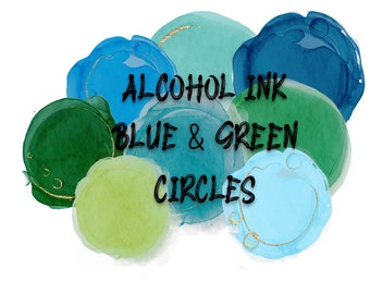ALCOHOL INK Blue & Green Circles Set for digital planner, GoodNotes planner digital stickers, Pre-cropped for GoodNotes, Elements, Zinnia