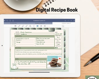 Digital Recipe Book, Digital Recipes Cookbook for GoodNotes Planner on iPad Pro, Digital Recipes Planner, Digital Recipe Card, Notability