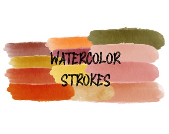 Watercolor WARM STROKES Set for digital planner, Clip Art, GoodNotes planner stickers, Pre-cropped digital stickers for GoodNotes,Zinnia app
