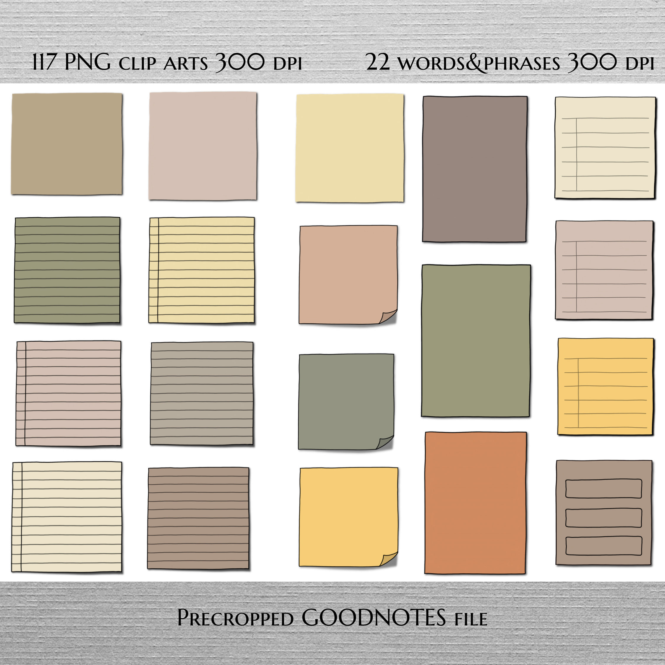 NOTES STICKERS Set for Digital Planner, Clip Art, Goodnotes Planner ...