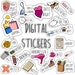 DIGITAL STICKERS Set for digital planner, Zinnia app, GoodNotes planner stickers, Pre-cropped digital stickers for GoodNotes, BONUS Stickers
