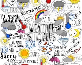 WEATHER STICKERS Set for digital planner, Clip Art, GoodNotes planner stickers, Pre-cropped digital stickers for GoodNotes, Zinnia Journal
