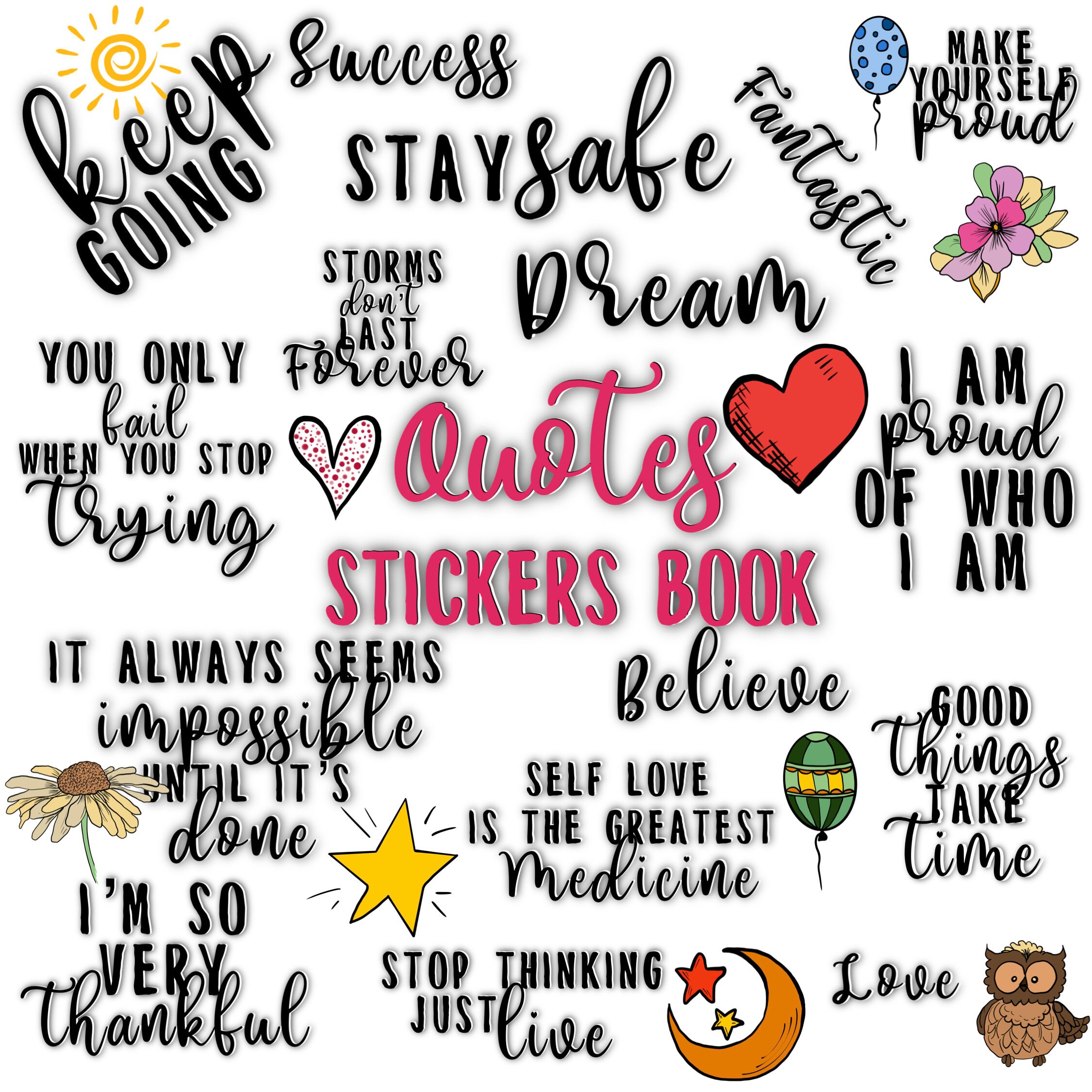 QUOTES digital STICKERS Set for digital planner, GoodNotes planner st…