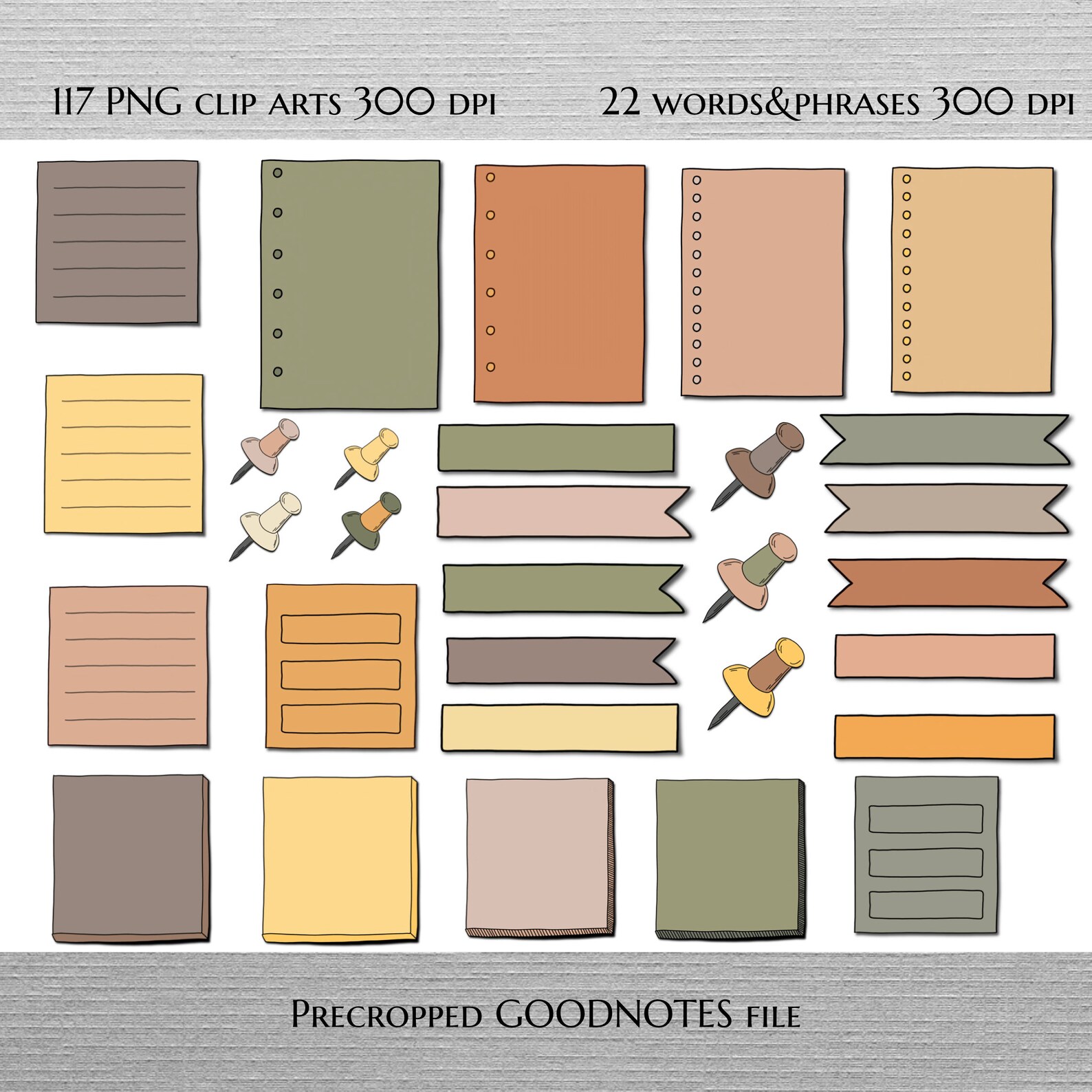 NOTES STICKERS Set for Digital Planner, Clip Art, Goodnotes Planner ...