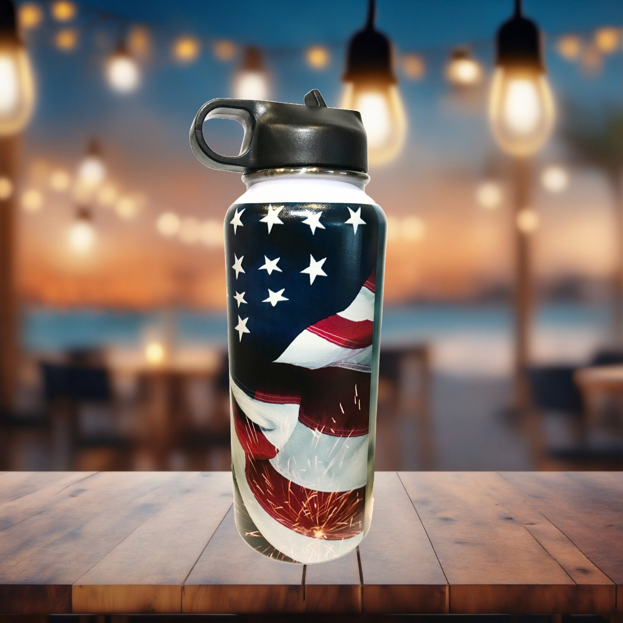 We the People American Flag / Hydro Water Bottle / 32 Ounce / Laser Etched  / Engraved Hydro Water Flask Style / Valentine's Day Gift 