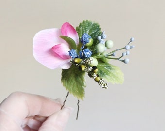 Different design sweet pea hairpins Bridal hair piece flower pins Clip grip accessory Wildflowers headpiece Boho hairpins for woman