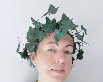 Bruids haar wijnstok smaragdgroene droge klimop bladeren bruiloft bloem kroon echte follage elven kroon natuur geïnspireerd Poison ivy thema