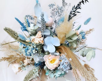 Blue eucalyptus dried bridal bouquet "England mist"
