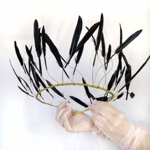 Black feather crown Evil queen crown Crow princess tiara