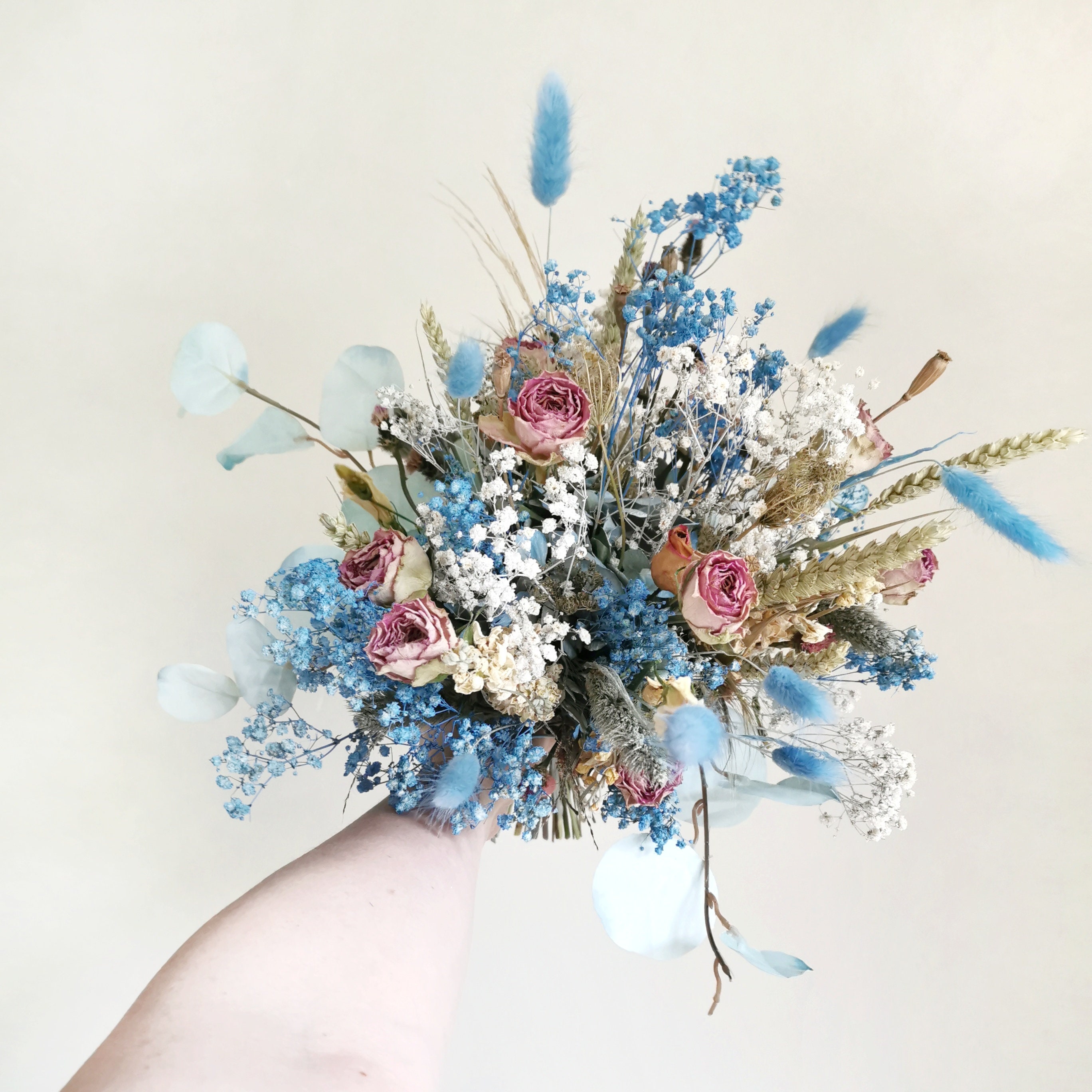 Planting Flowers】Starry Blue Immortal Dry Bridal Bouquet Proposal