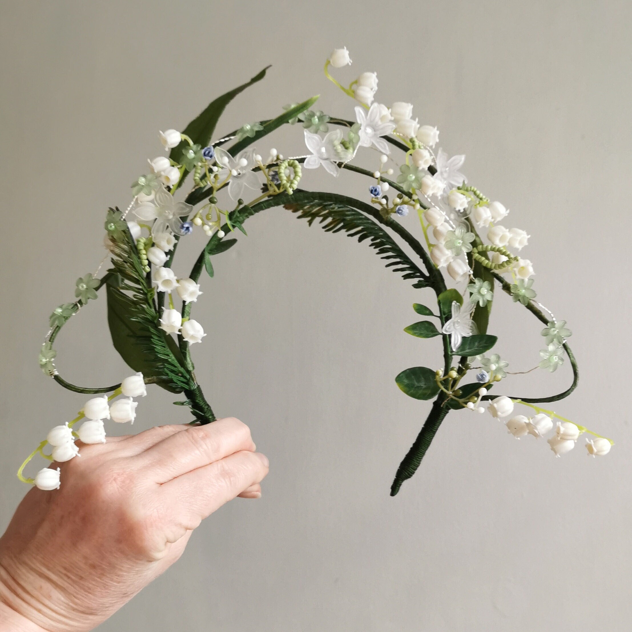 Dainty Wedding Bridal Crown Lily of the Valley Headband Art  display picture 2