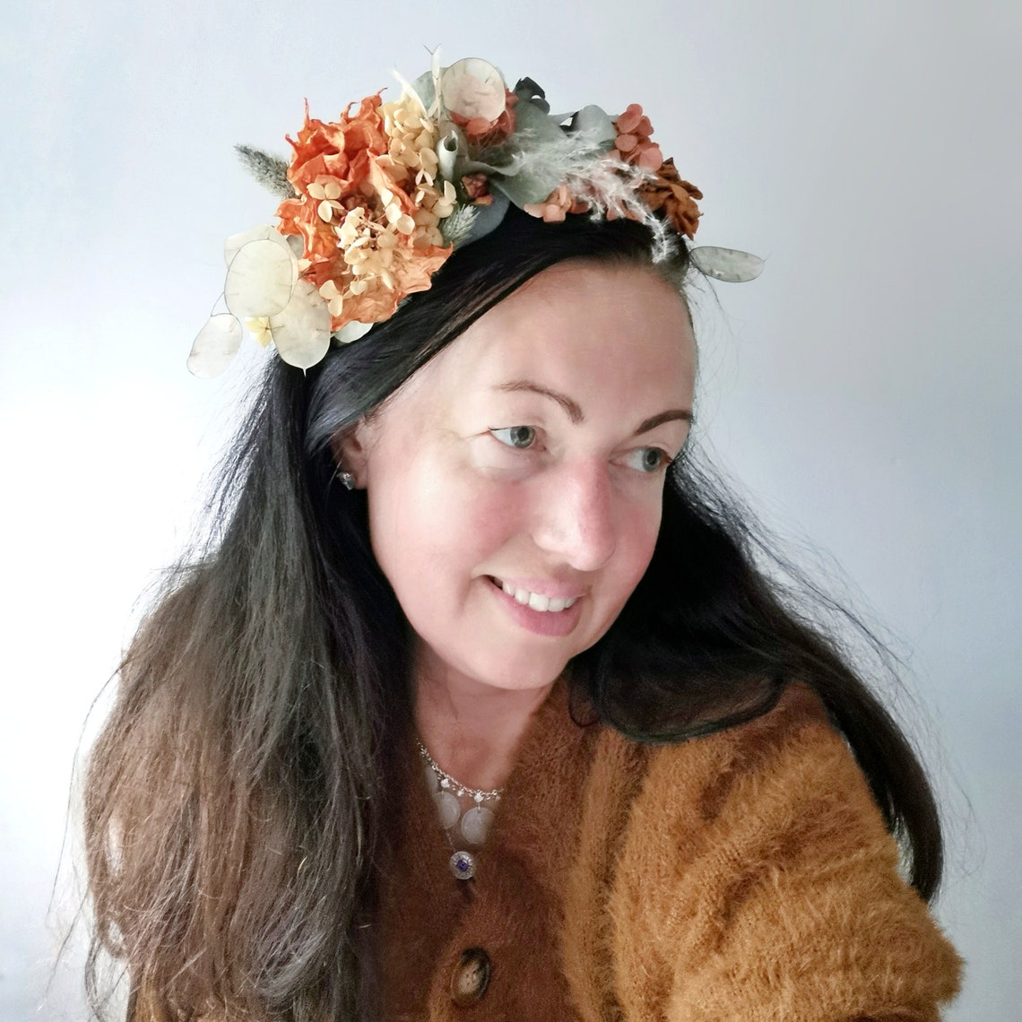 Dried Flowers Fascinator for Woman Bridal Autumnal Headband Mother ...