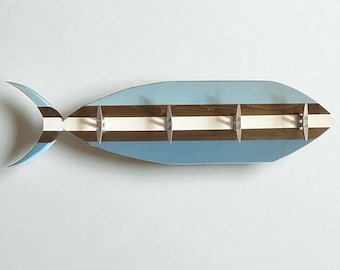 Fish-Shaped Nautical Towel Rack Coastal Beach House Decor Wooden Fish Wall Hooks
