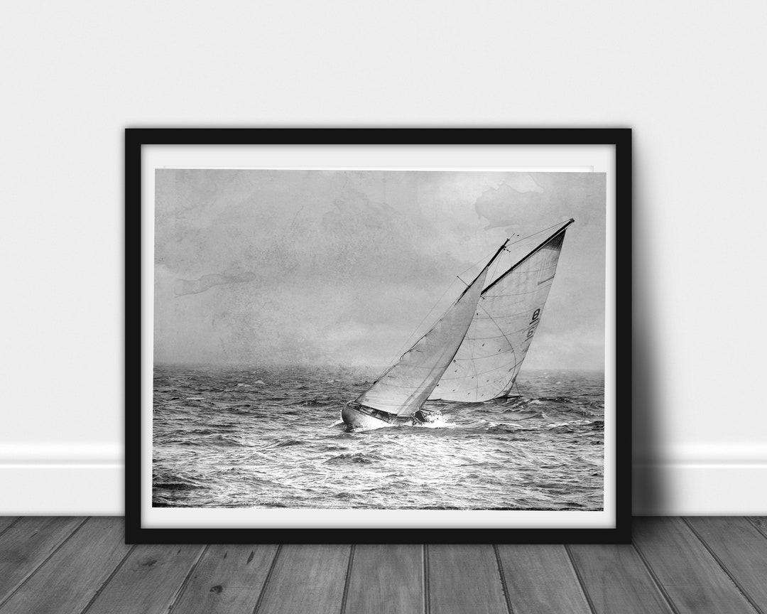 Black and White Printable Sailing Wall Art Ocean Wall Art Sail Etsy