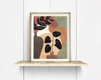 Boho Botanical Print: Abstract Leaves Art (Digital Download)