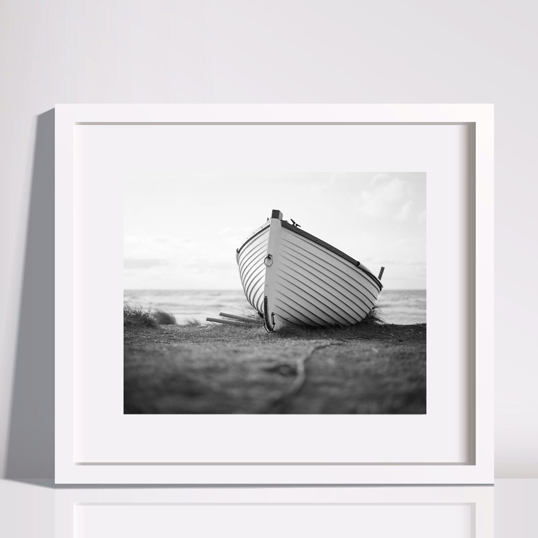 Printable Black and White Row Boat Wall Decor Ocean Wall Art Boat Print