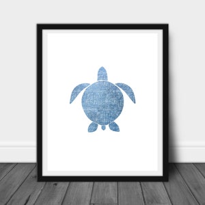 Blue Turtle Art Print: Coastal Sea Life Decor (Digital Download)