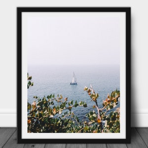 Coastal Sailboat Printable Art: Nautical Beach Decor, Instant Download Digital Landscape Print