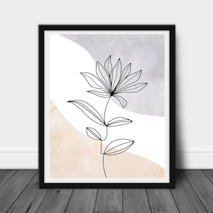 Modern Abstract Floral Illustration Printable Wall Art Botanical Flower Neutral Art Flower Print Digital Downloadable Instant download