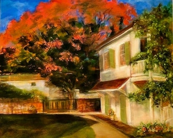 16 x 20 Original Painting, Vibrant Garden, Ximenez-Fatio House Museum