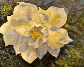 16 x 20 Original Painting, "Bursting Out" ... a bold rose