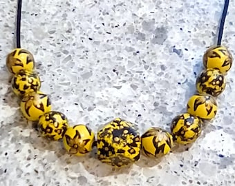 Hand painted wood bead necklace