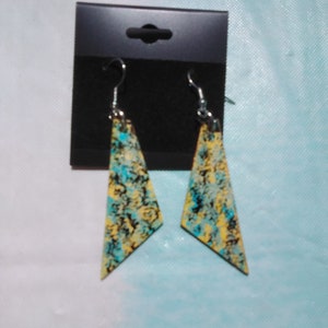 Hand painted wood dangle earrings