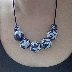 Hand painted wood bead necklace
