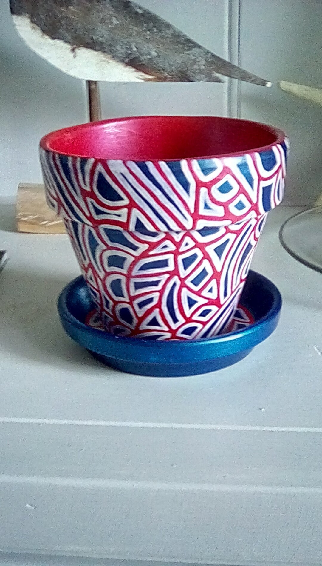 4 Hand Painted Flower Pot With Saucer Etsy