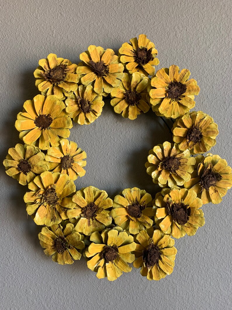 Sunflower pinecone wreath pinecone wreath sunflower wreath Etsy