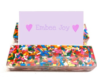 Bakery sprinkles business card holder sparkle small business resin craft show art fair