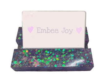 Glitter business card holder resin sparkle small business craft show art fair