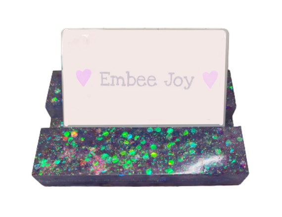Glitter Business Card Holder Resin Sparkle Small Business Craft