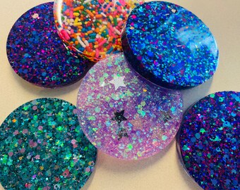Custom Glitter blanks bag tag keychain resin for use with Cricut vinyl ornament custom diy made to order mirror charm